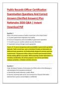 Public Records Officer Certification &NewLine;Examination Questions And Correct &NewLine;Answers &lpar;Verified Answers&rpar; Plus &NewLine;Rationales 2026 Q&A &vert; Instant &NewLine;Download Pdf 