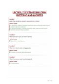 UBC BIOL 155 SPRING FINAL EXAM QUESTIONS AND ANSWERS&NewLine;