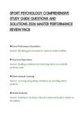 SPORT PSYCHOLOGY COMPREHENSIVE&NewLine;STUDY GUIDE QUESTIONS AND&NewLine;SOLUTIONS 2026 MASTER PERFORMANCE&NewLine;REVIEW PACK