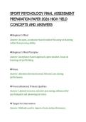 SPORT PSYCHOLOGY FINAL ASSESSMENT&NewLine;PREPARATION PAPER 2026 HIGH YIELD&NewLine;CONCEPTS AND ANSWERS