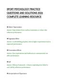 SPORT PSYCHOLOGY PRACTICE&NewLine;QUESTIONS AND SOLUTIONS 2026&NewLine;COMPLETE LEARNING RESOURCE