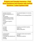 Property and Casualty Insurance - Final&NewLine;Exam Questions and Answers with Verified&NewLine;Solutions &vert; Latest Updated 2026
