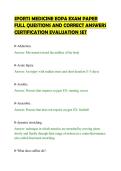 SPORTS MEDICINE EOPA EXAM PAPER&NewLine;FULL QUESTIONS AND CORRECT ANSWERS&NewLine;CERTIFICATION EVALUATION SET