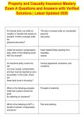 Property and Casualty Insurance Mastery&NewLine;Exam A Questions and Answers with Verified&NewLine;Solutions &vert; Latest Updated 2026
