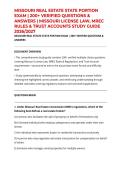 MISSOURI REAL ESTATE STATE PORTION EXAM &vert; 200&plus; VERIFIED QUESTIONS & ANSWERS &vert; MISSOURI LICENSE LAW&comma; MREC RULES & TRUST ACCOUNTS STUDY GUIDE 2026&sol;2027