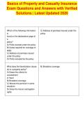 Basics of Property and Casualty Insurance&NewLine;Exam Questions and Answers with Verified&NewLine;Solutions &vert; Latest Updated 2026
