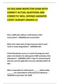 VA DEQ SWM INSPECTOR EXAM WITH &NewLine;CORRECT ACTUAL QUESTIONS AND &NewLine;CORRECTLY WELL DEFINED ANSWERS &NewLine;LATEST ALREADY GRADED A&plus; 