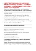 ADJUSTER PRO INSURANCE LICENSING EXAM &vert; VERIFIED QUESTIONS & ACCURATE ANSWERS &vert; COMPREHENSIVE EXAM PREP & STUDY GUIDE 2026&sol;2027