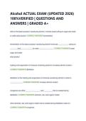 Alcohol ACTUAL EXAM &lpar;UPDATED 2026&rpar; &NewLine;100&percnt;VERIFIED &vert; QUESTIONS AND &NewLine;ANSWERS &vert; GRADED A&plus; 