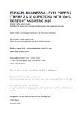 EDEXCEL BUSINESS A LEVEL PAPER 2 &NewLine;&lpar;THEME 2 & 3&rpar; QUESTIONS WITH 100&percnt; &NewLine;CORRECT ANSWERS 2026 