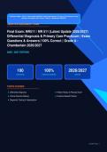 NR 511 Differential Diagnosis & Primary Care Practicum Final Exam Actual 2026&sol;2027 &ndash; 100&percnt; Verified &vert; Detailed Rationales &ndash; Pass Guaranteed &ndash; A&plus; Graded