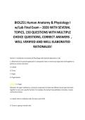 BIOL251 Human Anatomy & Physiology I &NewLine;w&sol;Lab Final Exam &ndash; 2026 WITH SEVERAL &NewLine;TOPICS&comma; 150 QUESTIONS WITH MULTIPLE &NewLine;CHOICE QUESTIONS&comma; CORRECT ANSWERS  &comma; &NewLine;WELL VERIFIED AND WELL ELABORATED &NewLine;RATIONALES&excl;