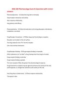 HNG 540 Pharmacology Exam &num;1 Questions with correct&NewLine;answers