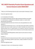 MLT ASCP Chemistry Practice Exam Questions and Correct Answers Latest 2026&sol;2027 