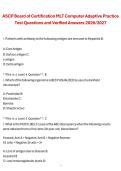 ASCP Board of Certification MLT Computer Adaptive Practice Test Questions and Verified Answers 2026&sol;2027 