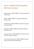 NS 115 - Midterm -1 Exam Questions With Correct Answers