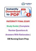 MATERNITY FINAL EXAM Study Guide &vert; Complete Review Questions & Answers &vert; OB Nursing Exam Prep