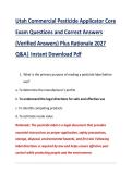 Utah Commercial Pesticide Applicator Core &NewLine;Exam Questions and Correct Answers &NewLine;&lpar;Verified Answers&rpar; Plus Rationale 2027 &NewLine;Q&A&vert; Instant Download Pdf