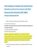 Utah Category 5 Aquatic Pest Control Exam &NewLine;Questions and Correct Answers &lpar;Verified &NewLine;Answers&rpar; Plus Rationale 2027 Q&A&vert; &NewLine;Instant Download Pdf 