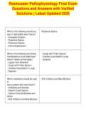 Rasmussen Pathophysiology Final Exam&NewLine;Questions and Answers with Verified&NewLine;Solutions &vert; Latest Updated 2026