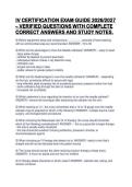 IV CERTIFICATION EXAM GUIDE 2026&sol;2027&NewLine;&ndash; VERIFIED QUESTIONS WITH COMPLETE&NewLine;CORRECT ANSWERS AND STUDY NOTES&period; 