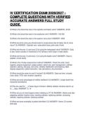 IV CERTIFICATION EXAM 2026&sol;2027 &ndash;&NewLine;COMPLETE QUESTIONS WITH VERIFIED&NewLine;ACCURATE ANSWERS FULL STUDY&NewLine;GUIDE&period;