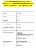 Rasmussen Pathophysiology Exam 1 -&NewLine;Modules 1&comma; 2&comma; 3 Questions and Answers with&NewLine;Verified Solutions &vert; Latest Updated 2026