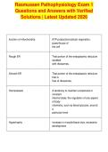 Rasmussen Pathophysiology Exam 1&NewLine;Questions and Answers with Verified&NewLine;Solutions &vert; Latest Updated 2026