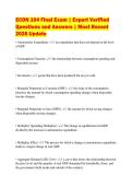 ECON 104 Final Exam &vert; Expert Verified&NewLine;Questions and Answers &vert; Most Recent&NewLine;2026 Update