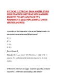 NYC DCAS ELECTRICIAN EXAM MASTER STUDY GUIDE PRACTICE QUESTIONS WITH ANSWERS BASED ON NEC 2017&sol;2020 AND NYC AMENDMENTS QUESTIONS COMPLETE WITH VERIFIED ANSWERS