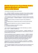 Florida Funeral Law Exam Study Guide &vert;&NewLine;Updated Questions and Answers &vert;&NewLine;Newest 2026 Release