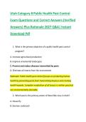 Utah Category 8 Public Health Pest Control &NewLine;Exam Questions and Correct Answers &lpar;Verified &NewLine;Answers&rpar; Plus Rationale 2027 Q&A&vert; Instant &NewLine;Download Pdf 