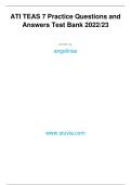 ATI TEAS 7 Practice Questions and &NewLine;Answers Test Bank