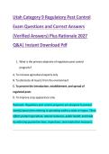 Utah Category 9 Regulatory Pest Control &NewLine;Exam Questions and Correct Answers &NewLine;&lpar;Verified Answers&rpar; Plus Rationale 2027 &NewLine;Q&A&vert; Instant Download Pdf
