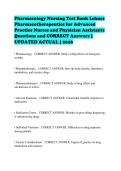 Pharmacology Nursing Test Bank Lehnes&NewLine;Pharmacotherapeutics for Advanced&NewLine;Practice Nurses and Physician Assistants&NewLine;Questions and CORRECT Answers &vert;&NewLine;UPDATED ACTUAL &vert; 2026