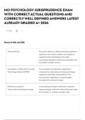 MO PSYCHOLOGY JURISPRUDENCE EXAM WITH CORRECT ACTUAL QUESTIONS AND CORRECTLY WELL DEFINED ANSWERS LATEST ALREADY GRADED A&plus; 2026