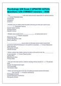 Psychology 100 Exam 3 UPDATED ACTUAL&NewLine;Questions with CORRECT Answers &vert; 2026&NewLine;
