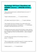 Psychology 100 Exam 3 Questions and&NewLine;CORRECT Answers &vert; UPDATED ACTUAL &vert;&NewLine;2026