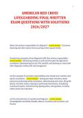 AMERICAN RED CROSS&NewLine;LIFEGUARDING FINAL WRITTEN&NewLine;EXAM QUESTIONS WITH SOLUTIONS&NewLine;2026&sol;2027