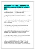 Psychology 100 Exam 1 Questions and&NewLine;CORRECT Answers &vert; UPDATED ACTUAL &vert;&NewLine;2026