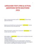 LIFEGUARD TEST &lpar;YMCA&rpar; ACTUAL&NewLine;QUESTIONS WITH SOLUTIONS&NewLine;2026
