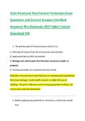 Utah Structural Pest Control Technician Exam &NewLine;Questions and Correct Answers &lpar;Verified &NewLine;Answers&rpar; Plus Rationale 2027 Q&A&vert; Instant &NewLine;Download Pdf 