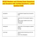 RCES Weather and Climate Exam Questions&NewLine;and Answers with Verified Solutions &vert; Latest&NewLine;Updated 2026
