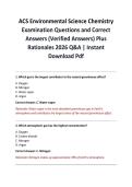 ACS Environmental Science Chemistry Examination Questions and Correct Answers &lpar;Verified Answers&rpar; Plus Rationales 2026 Q&A &vert; Instant Download Pdf