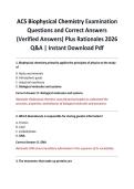 ACS Biophysical Chemistry Examination Questions and Correct Answers &lpar;Verified Answers&rpar; Plus Rationales 2026 Q&A &vert; Instant Download Pdf
