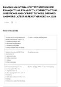 RAMSAY MAINTENANCE TEST STUDYGUIDE EXAM&lpar;ACTUAL EXAM&rpar; WITH CORRECT ACTUAL QUESTIONS AND CORRECTLY WELL DEFINED ANSWERS LATEST ALREADY GRADED A&plus; 2026