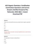ACS Organic Chemistry I Certification Examination Questions and Correct Answers &lpar;Verified Answers&rpar; Plus Rationales 2026 Q&A &vert; Instant Download Pdf
