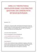 RNSG 1517 PROTECTION & &NewLine;REGULATION EXAM 5 3220 PRACTICE &NewLine;QUESTIONS AND ANWERS WITH &NewLine;DETAILED RATIONALES