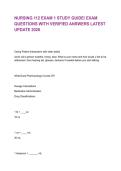 NURSING 112 EXAM 1 STUDY GUIDE&sol; EXAM QUESTIONS WITH VERIFIED ANSWERS LATEST UPDATE 2026