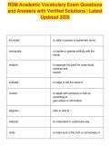 RSM Academic Vocabulary Exam Questions&NewLine;and Answers with Verified Solutions &vert; Latest&NewLine;Updated 2026